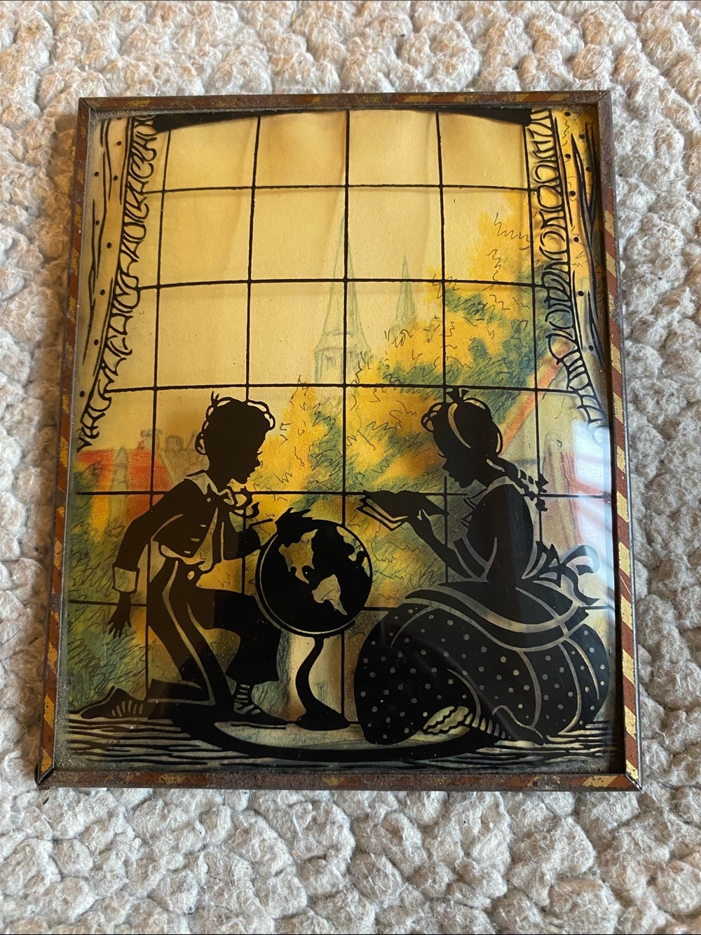 Vintage Yellow Silhouette Children Wall Art Panel